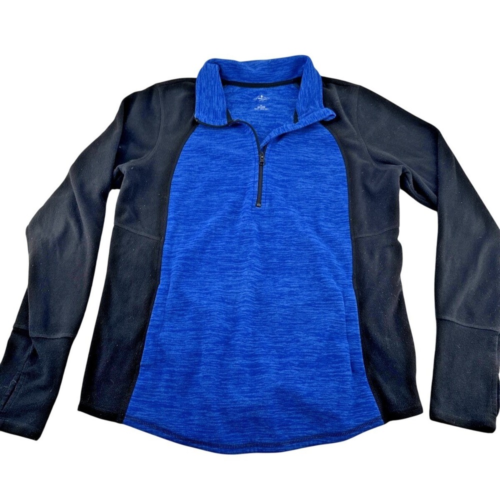 St John's Bay Active Fleece Pullover‎ Jacket Blue Black Womens